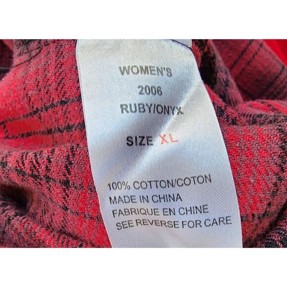 VTG Woolrich Flannel Shirt Shacket Jacket XL Tartan Plaid Ruby Onyx Cotton - Picture 7 of 7